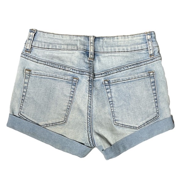 Pacsun Denim Shorts Girls 22/ 6 Small Cuffed Distressed Button Up Jeans Stretch - Picture 2 of 6